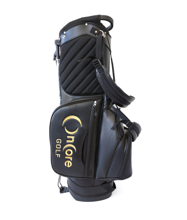 OnCore Golf - Official Tour Performance Black Leather Golf Bag with Stand