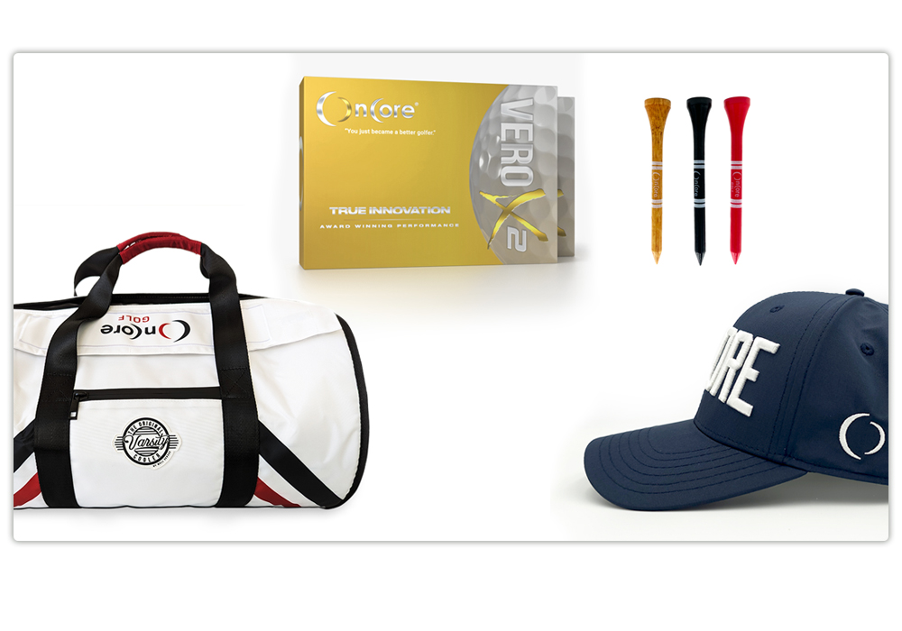 The Golf Trip - Holiday OnCore Golf Bundle Offer - Varsity Cooler, 2 White VERO X2, OnCore Hat, Golf Tees